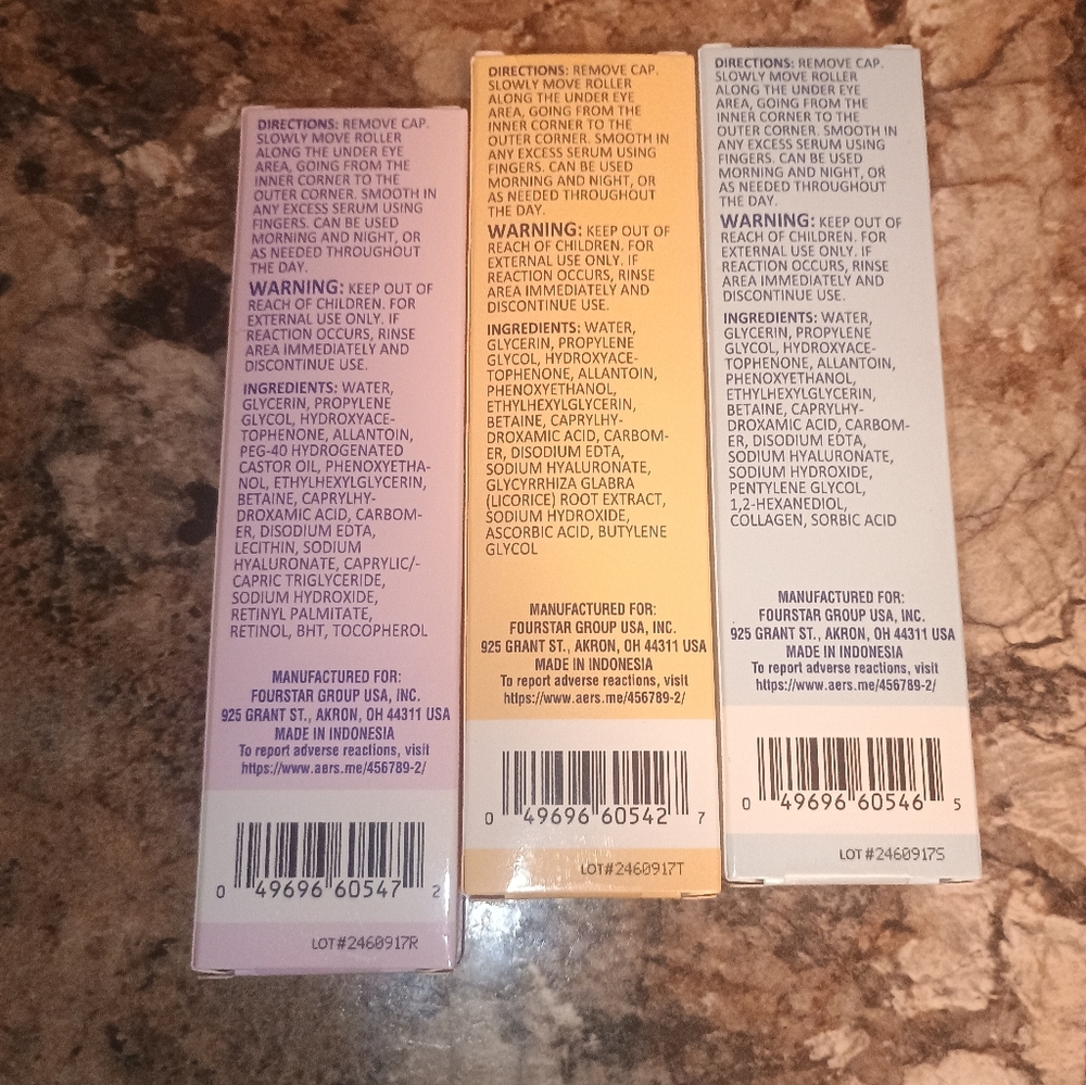 Serum under eye rollers three-piece set includes vitamin C collagen and retinol. - Picture 2 of 5